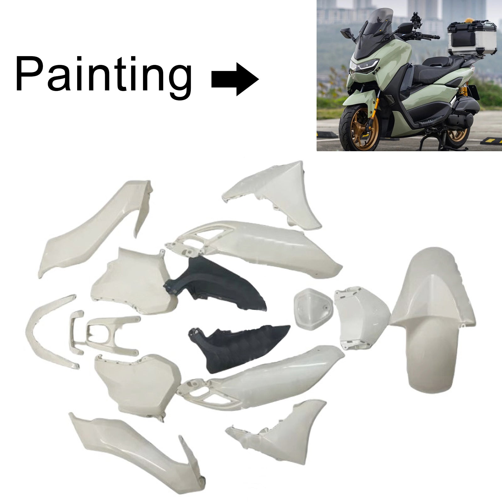 Amotopart 2020–2024 Yamaha NMAX 125/155/250 grau-schwarzes Verkleidungsset