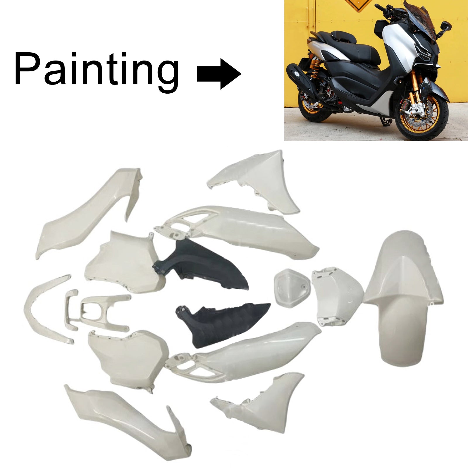 Amotopart 2020–2024 Yamaha NMAX 125/155/250 Weiß Silber Schwarz Verkleidungsset