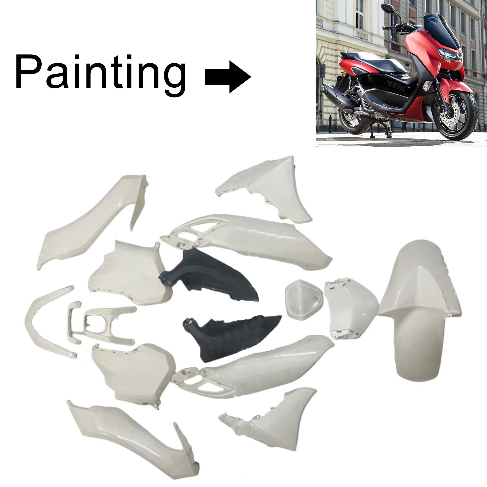 Amotopart 2020–2024 Yamaha NMAX 125/155/250 Schwarz-Rot-Verkleidungsset