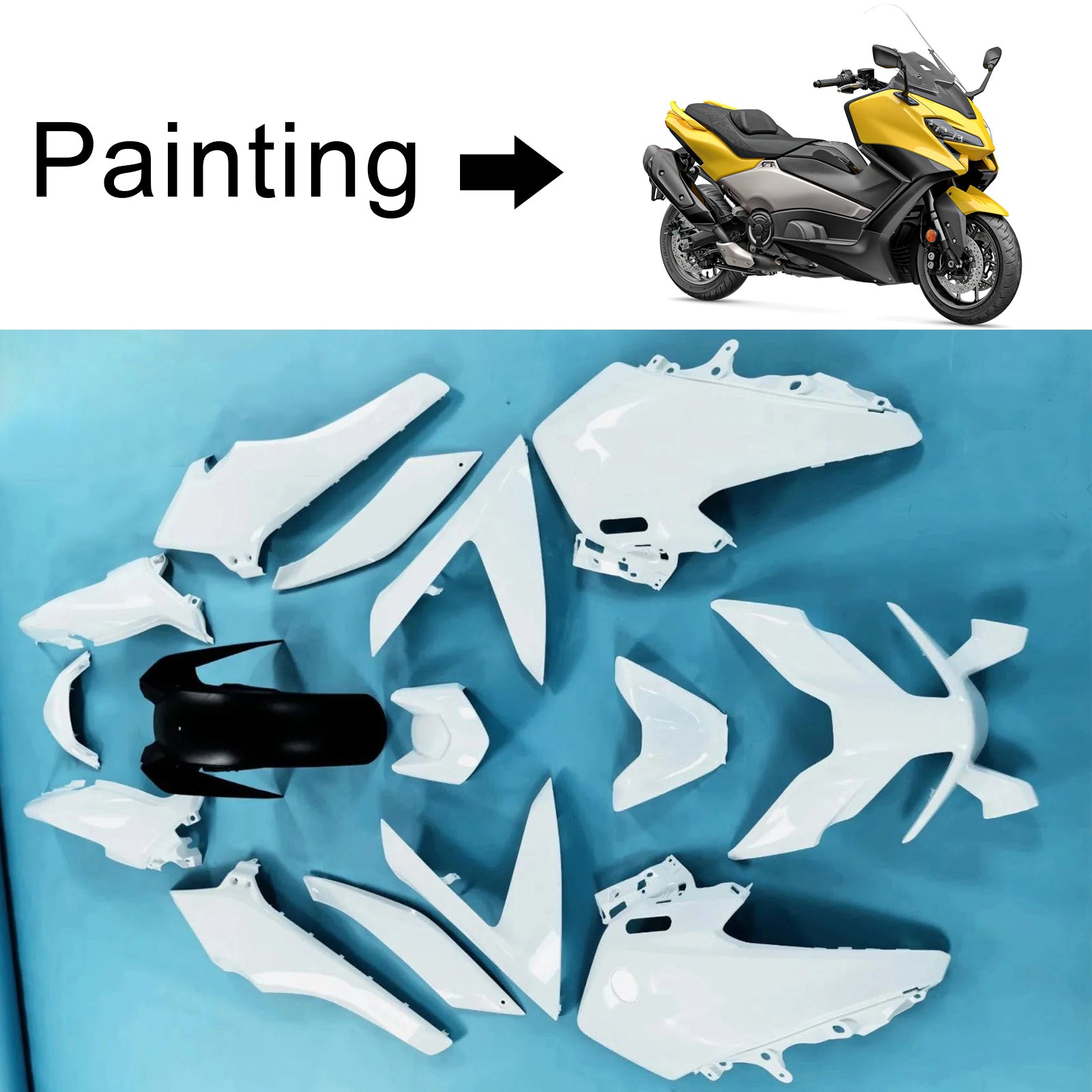Amotopart 2022-2024 Yamaha Tmax560 Black Yellow Fairing Kit