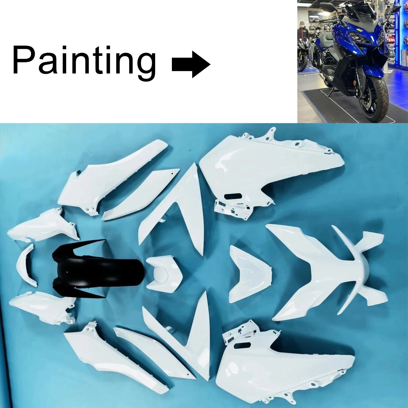 Amotopart 2022-2024 Yamaha TMAX560 Blue Black Fairing Kit