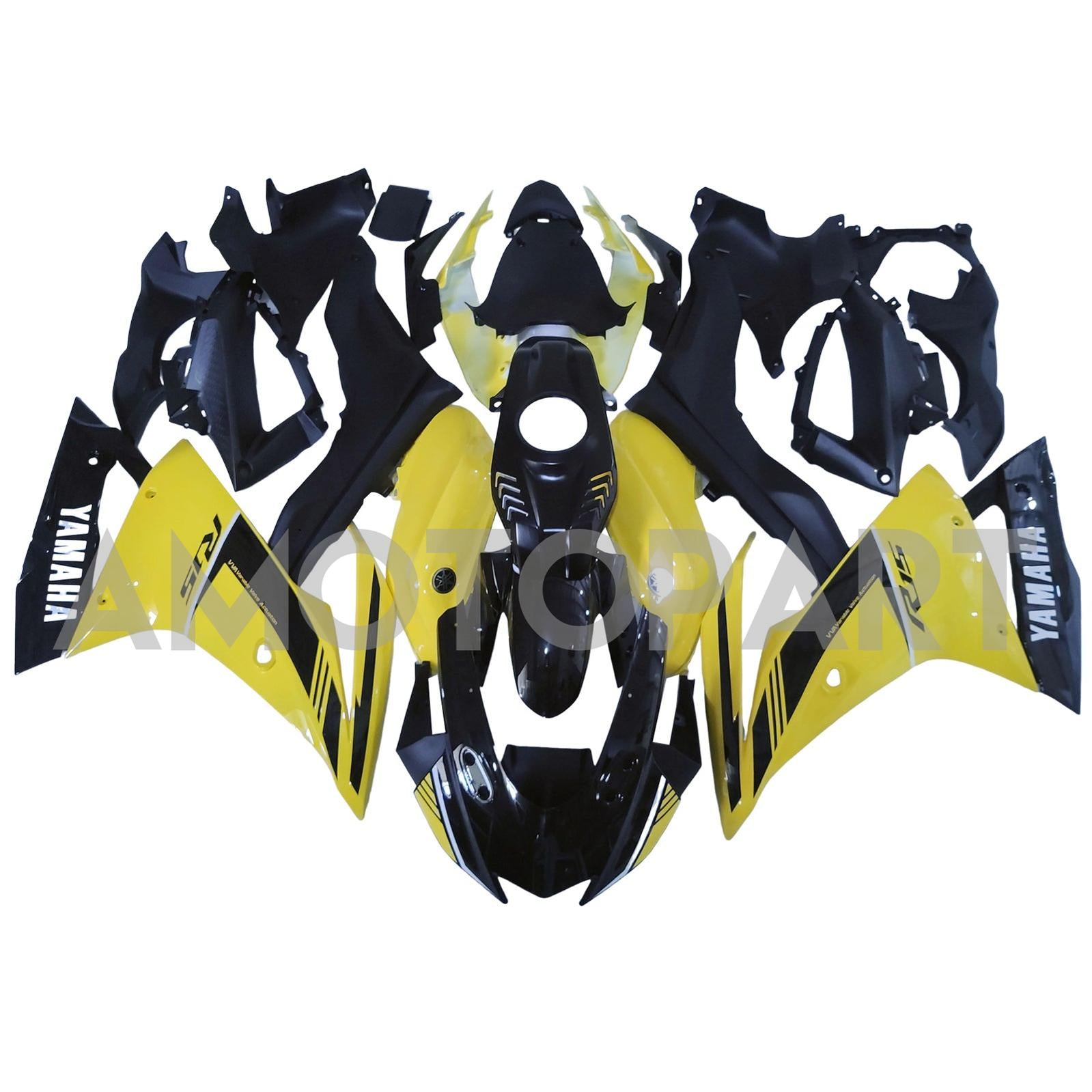 Amotopart 2018-2024 Yamaha YZF R15 Yellow Black Fairing Kit