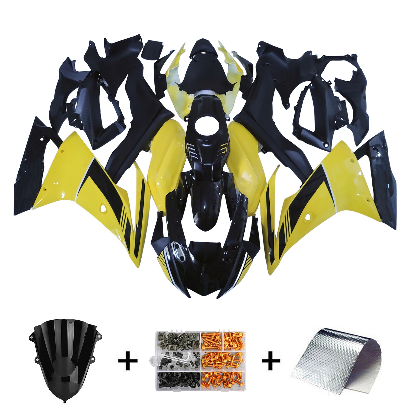 Amotopart 2018–2024 Yamaha YZF R15 Gelb Schwarz Verkleidungsset