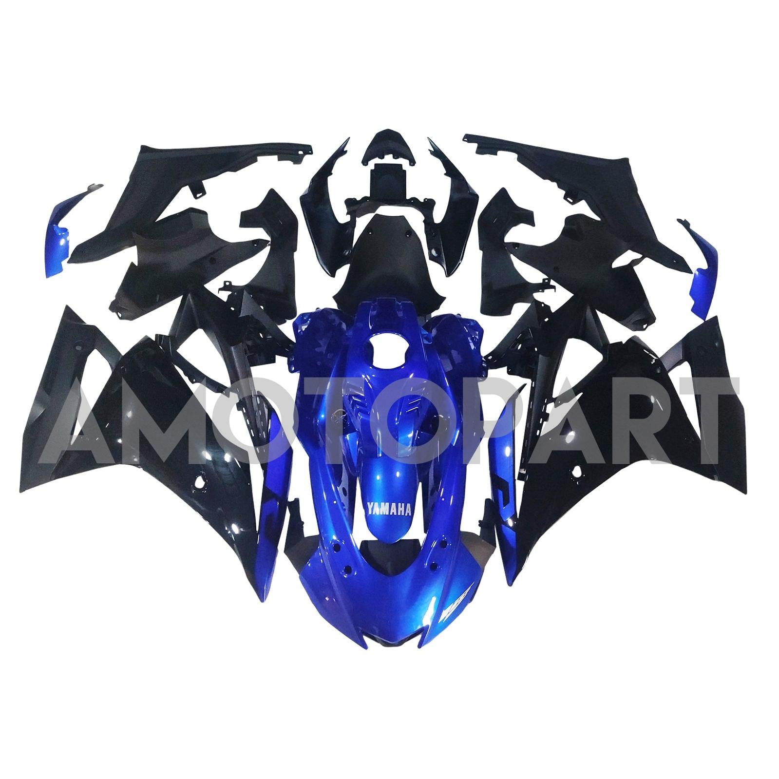 Amotopart 2019-2024 Yamaha YZF R125 Black Blue Fairing Kit