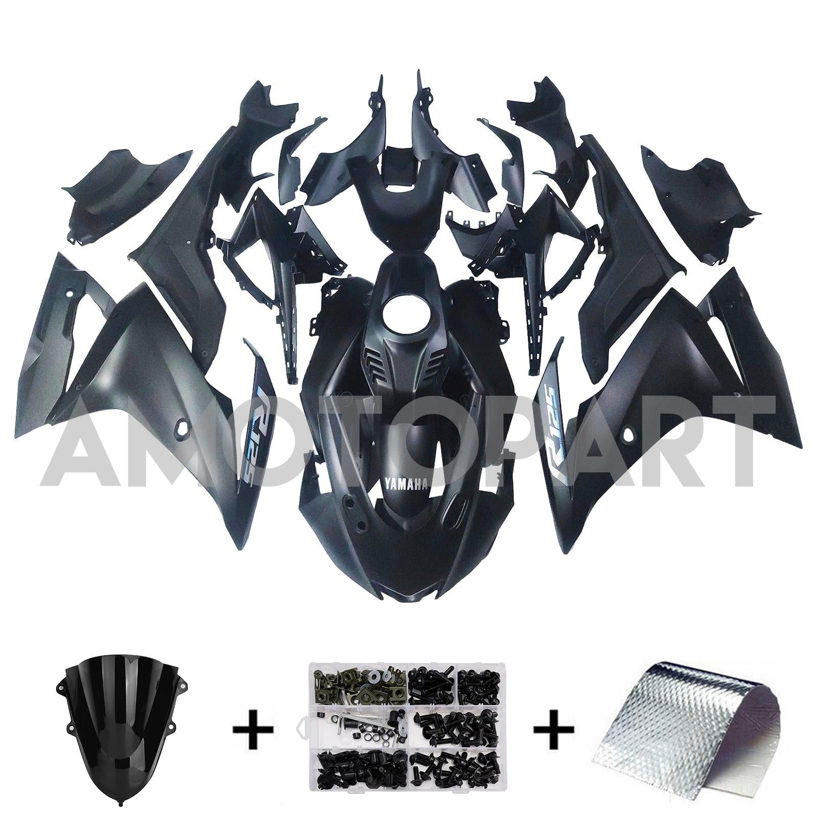Amotopart 2019-2024 ヤマハ YZF R125 ブラック フェアリングキット