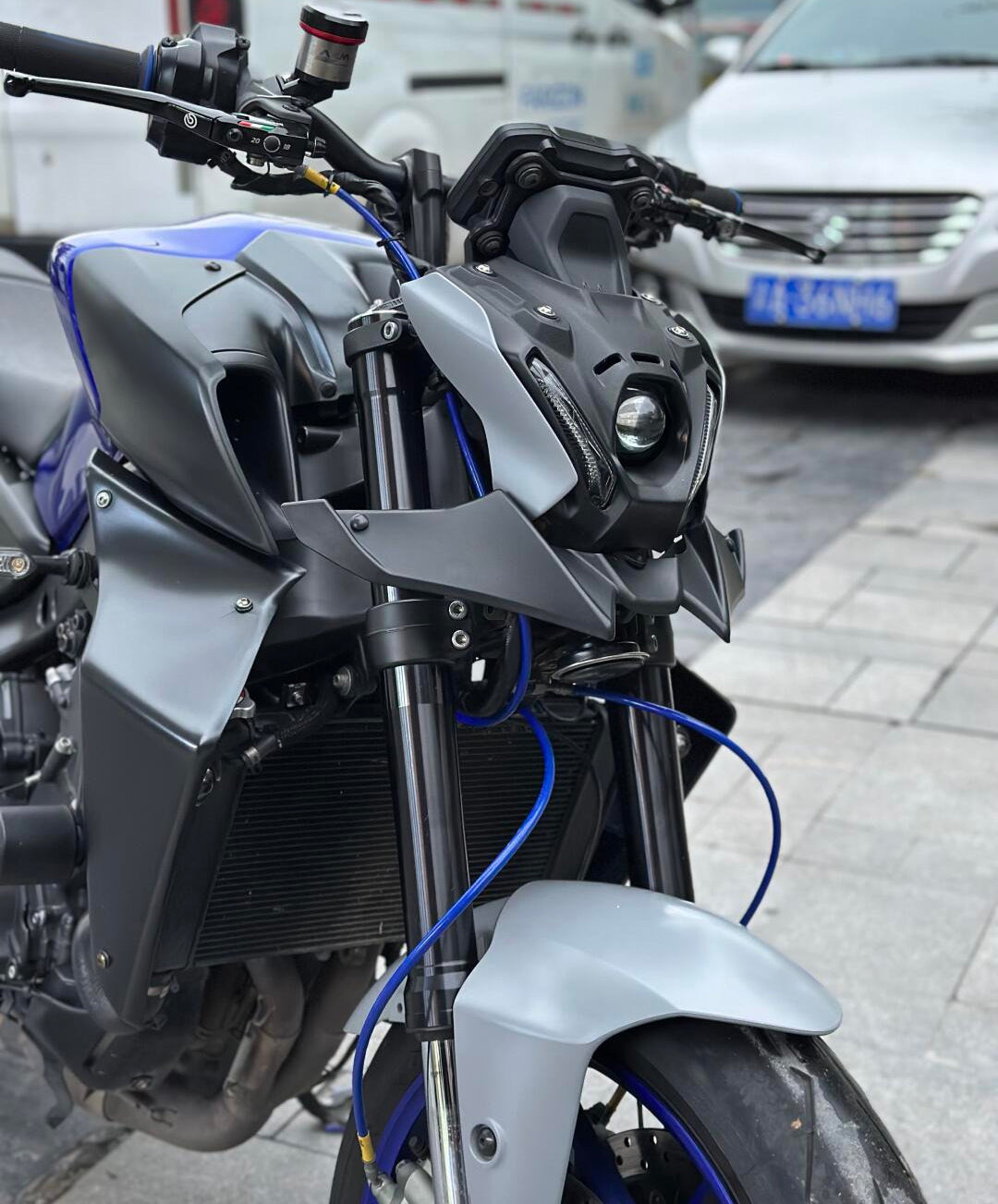 Amotopart 2021–2024 Yamaha MT-09 Blau Schwarz Verkleidungsset
