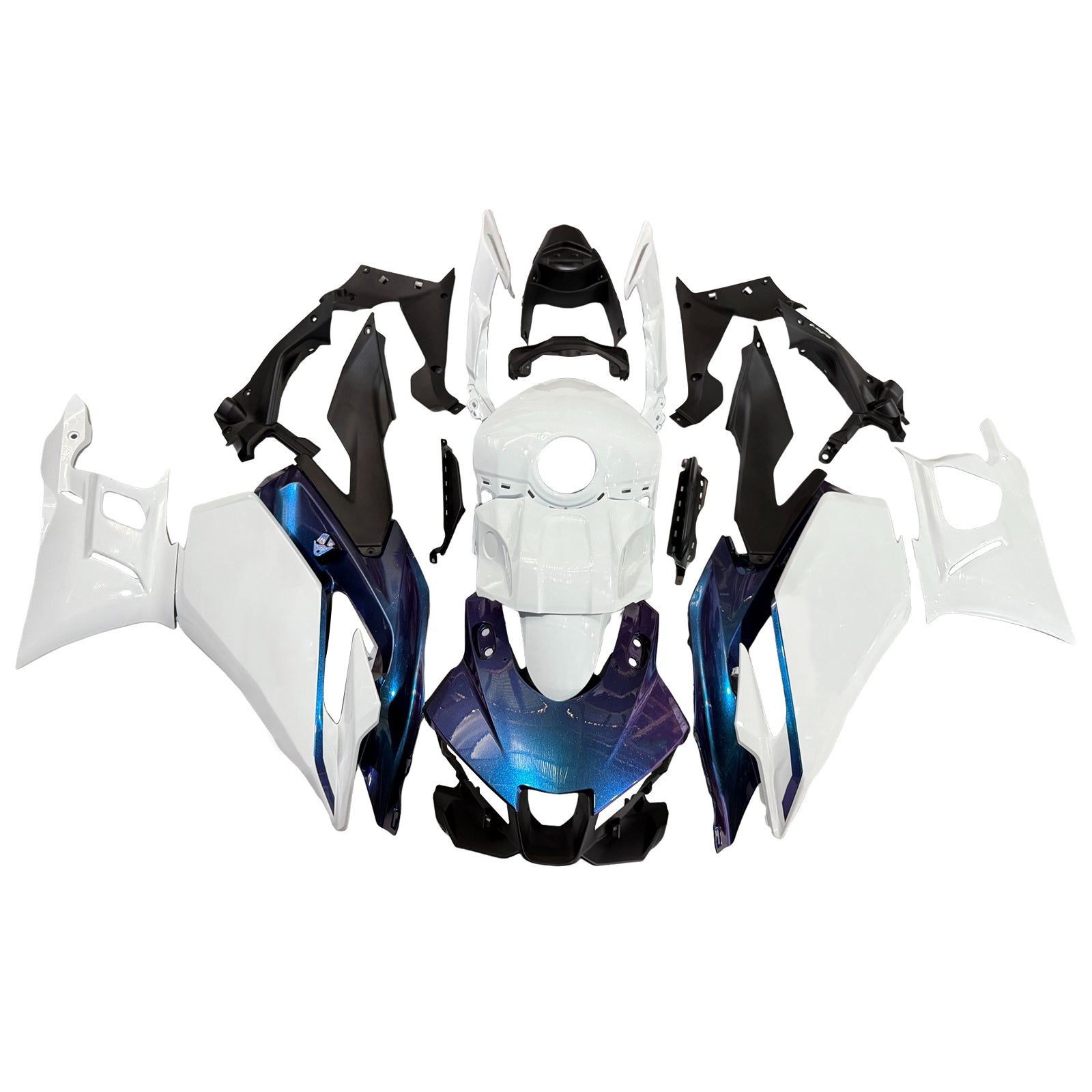 Amotopart 2025-2026 Yamaha YZF R3 YZF R25 Gloss White Gradient Blue Fairing Kit