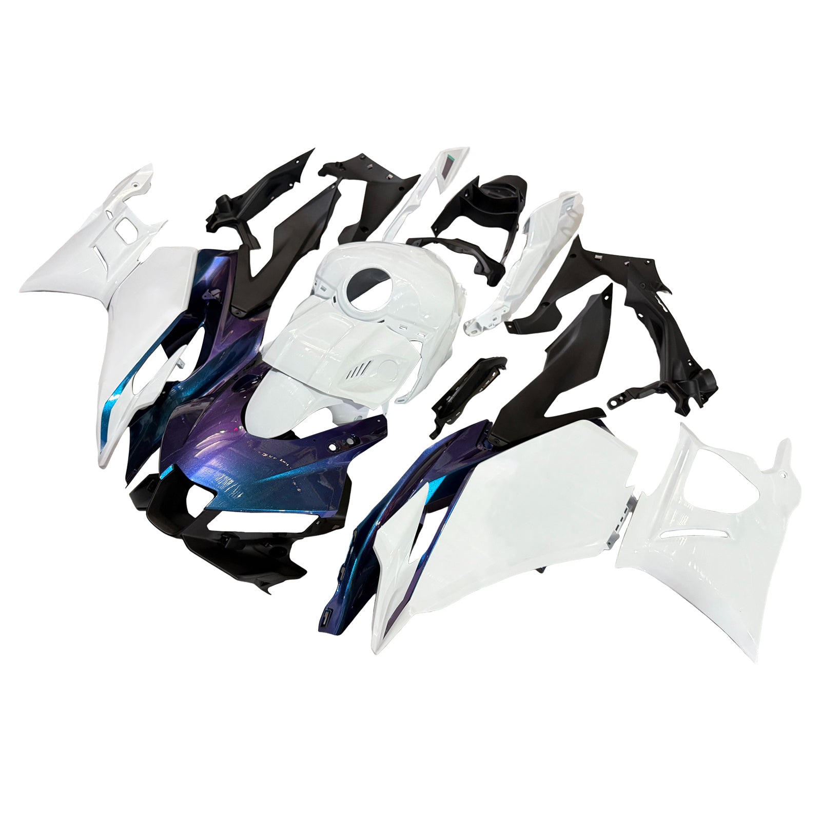 Amotopart 2025-2026 Yamaha YZF R3 YZF R25 Gloss White Gradient Blue Fairing Kit