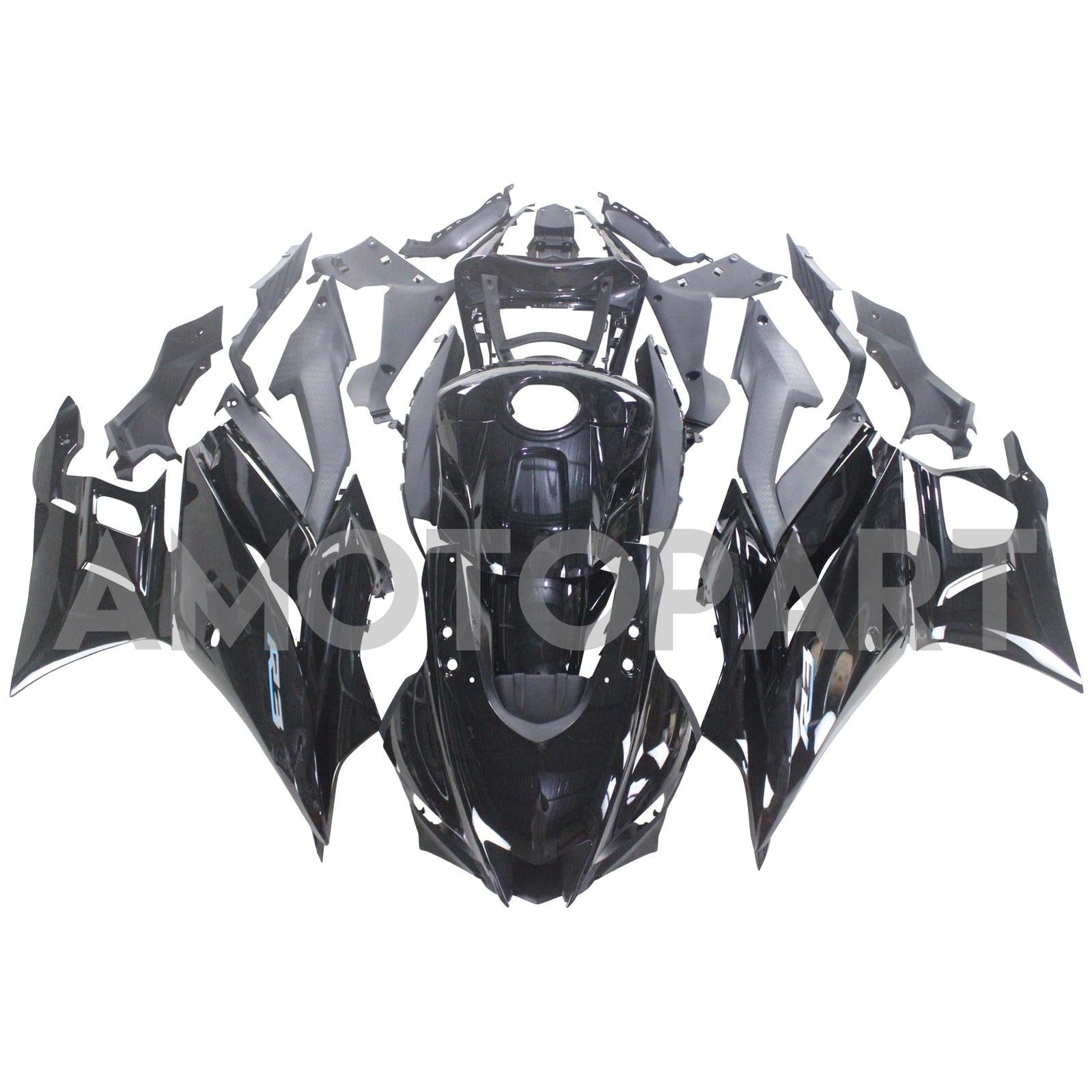 Amotopart 2022-2024 Yamaha YZF-R3 R25 Black Fairing Kit