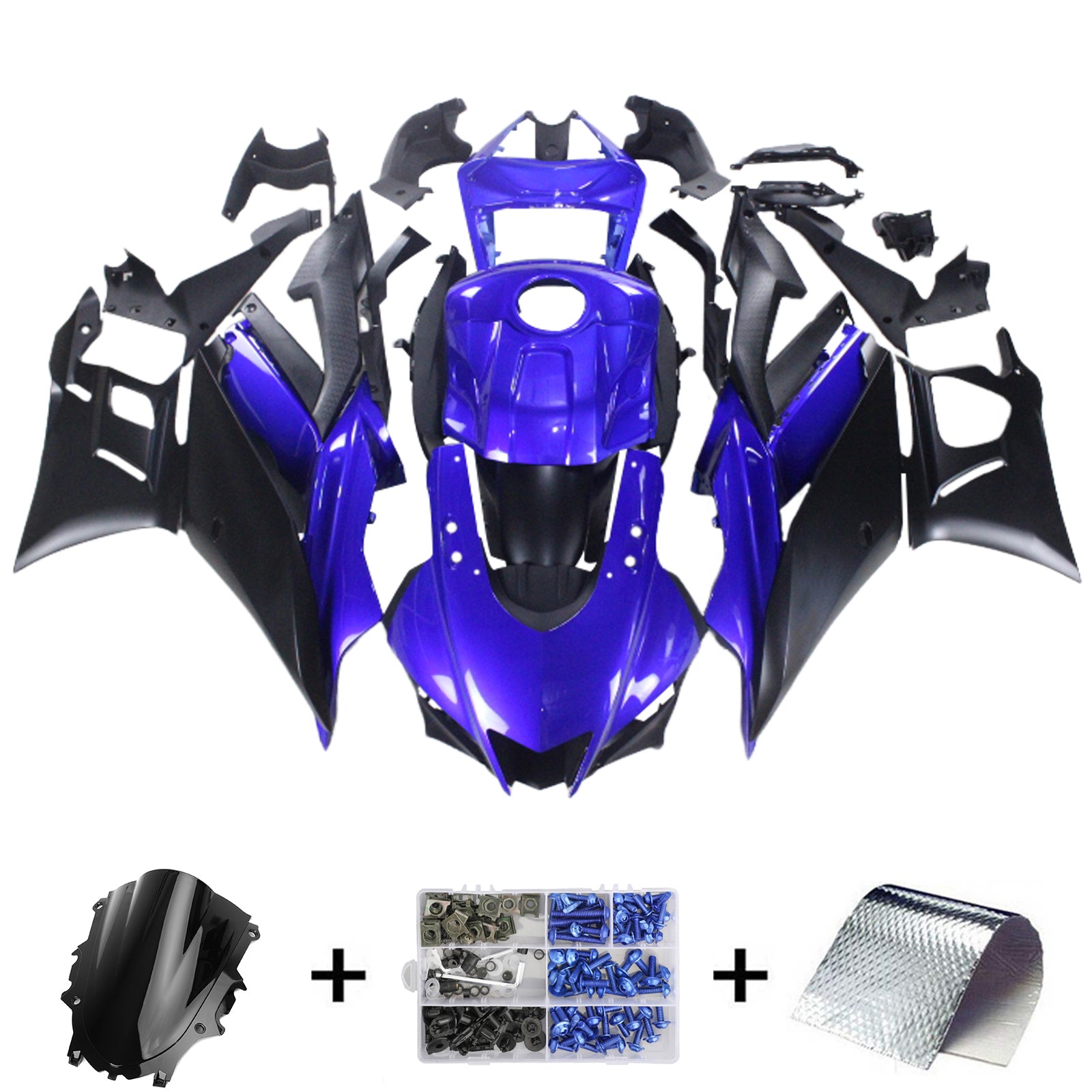 Amotopart 2022-2024 YAMAHA YZF-R3 R25 BLUE STYLE3 FARIONS KIT