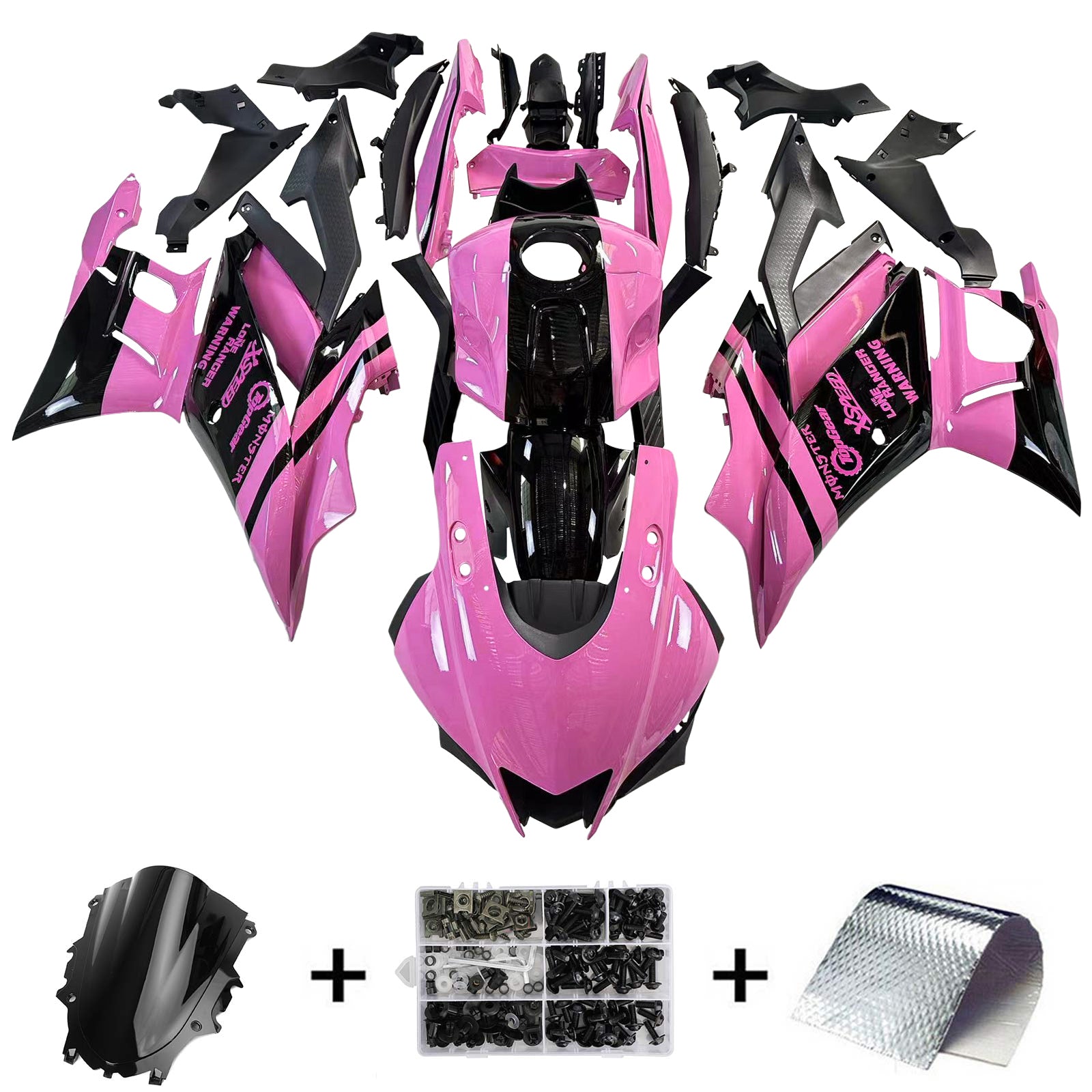 Amotopart 2022-2023 Yamaha YZF-R3 R25 Kit de carenado rosa