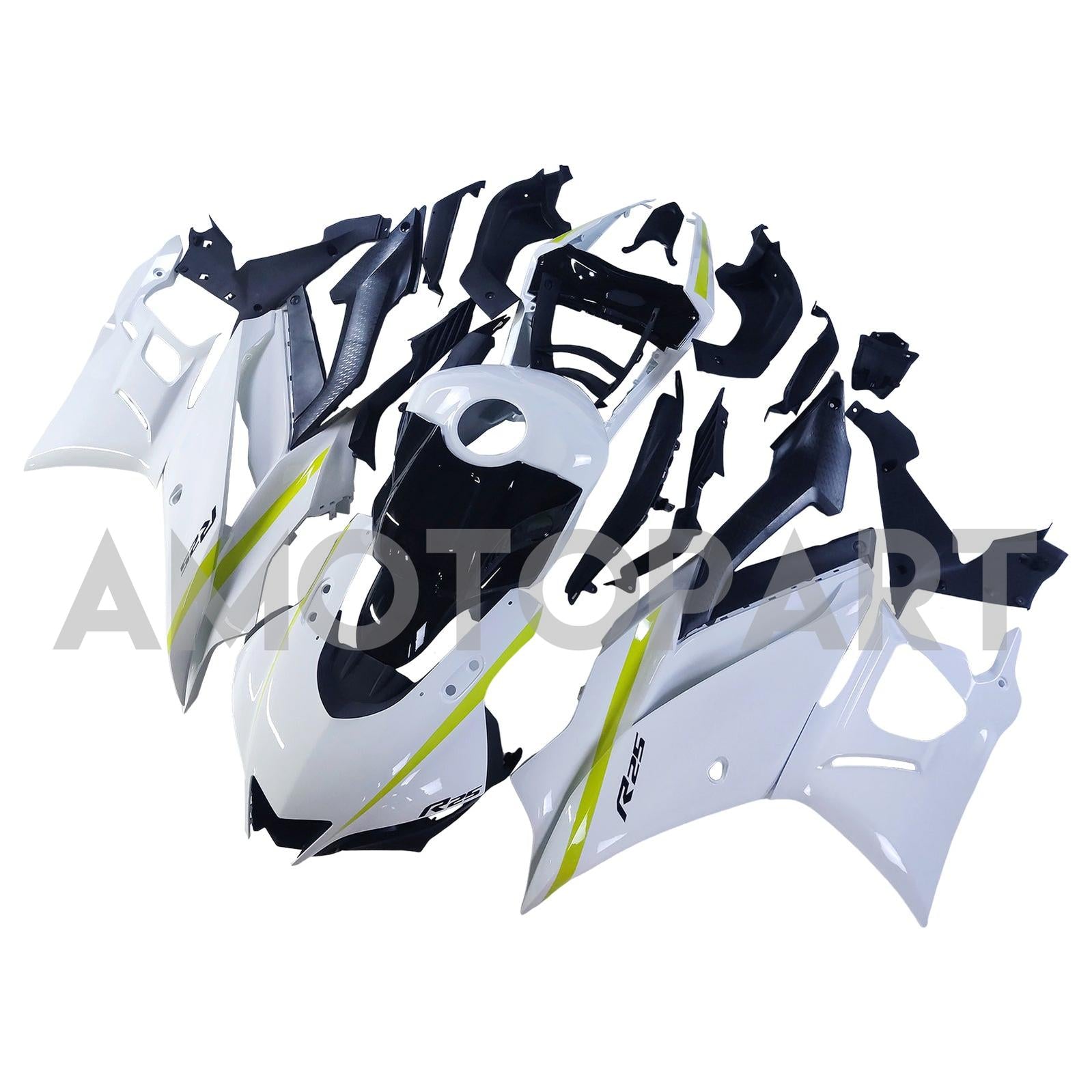 Amotopart 2022-2024 Yamaha YZF-R3 R25 White Fairing Kit
