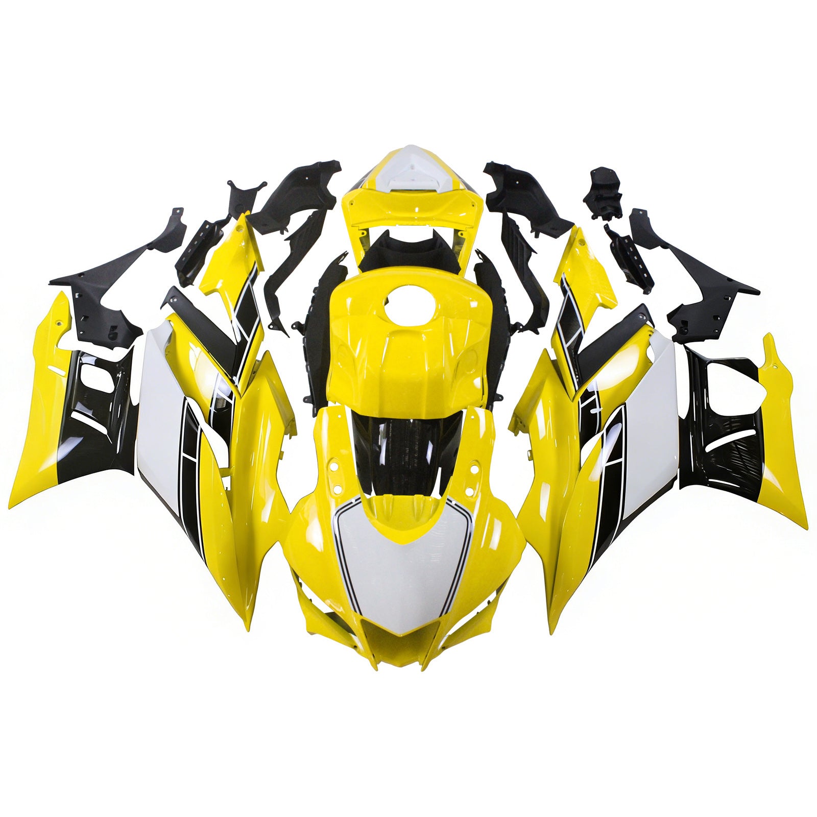 Amotopart 2022-2024 Yamaha YZF-R3 R25 Yellow&White Fairing Kit