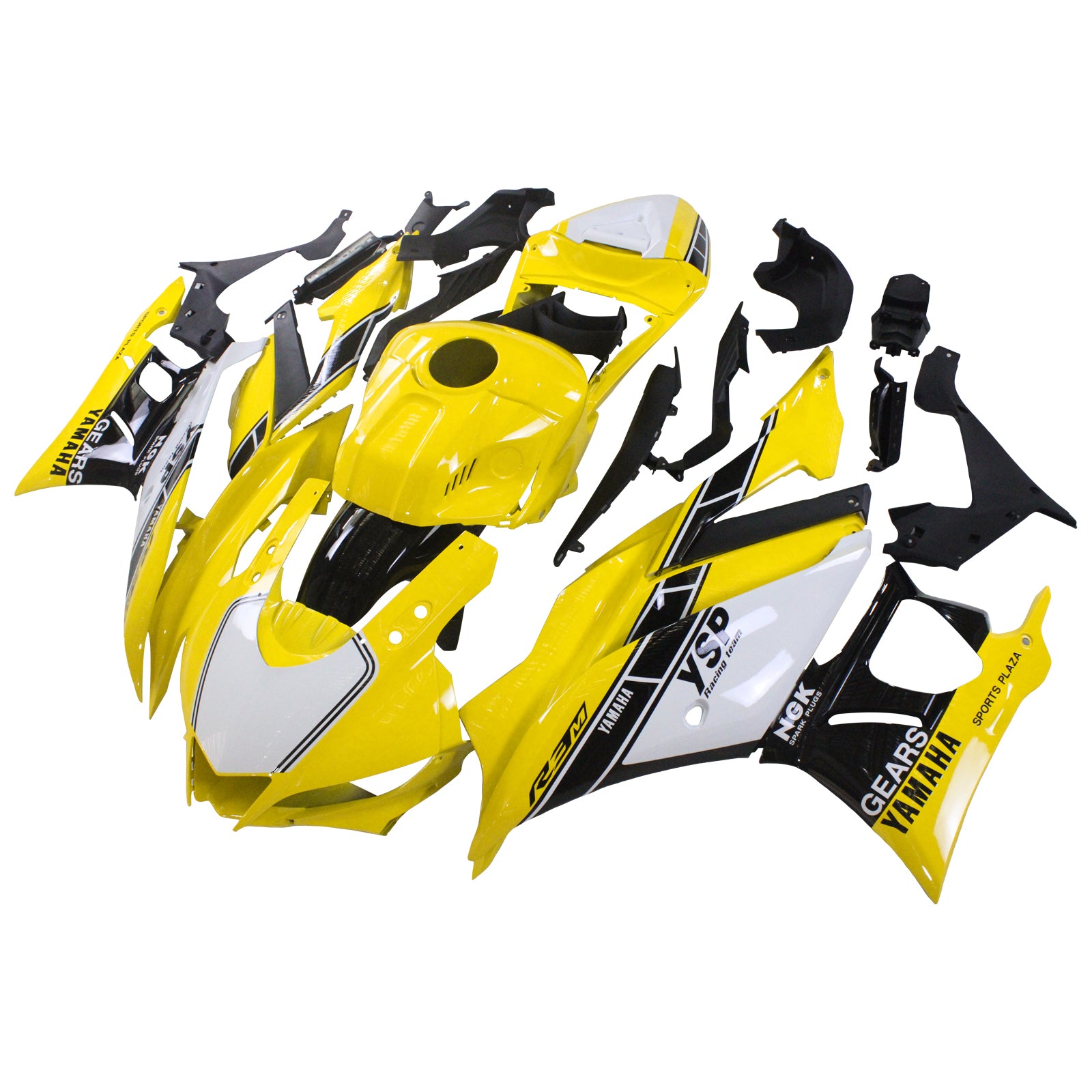 Amotopart 2022-2023 Yamaha YZF-R3 R25 Yellow&White Fairing Kit