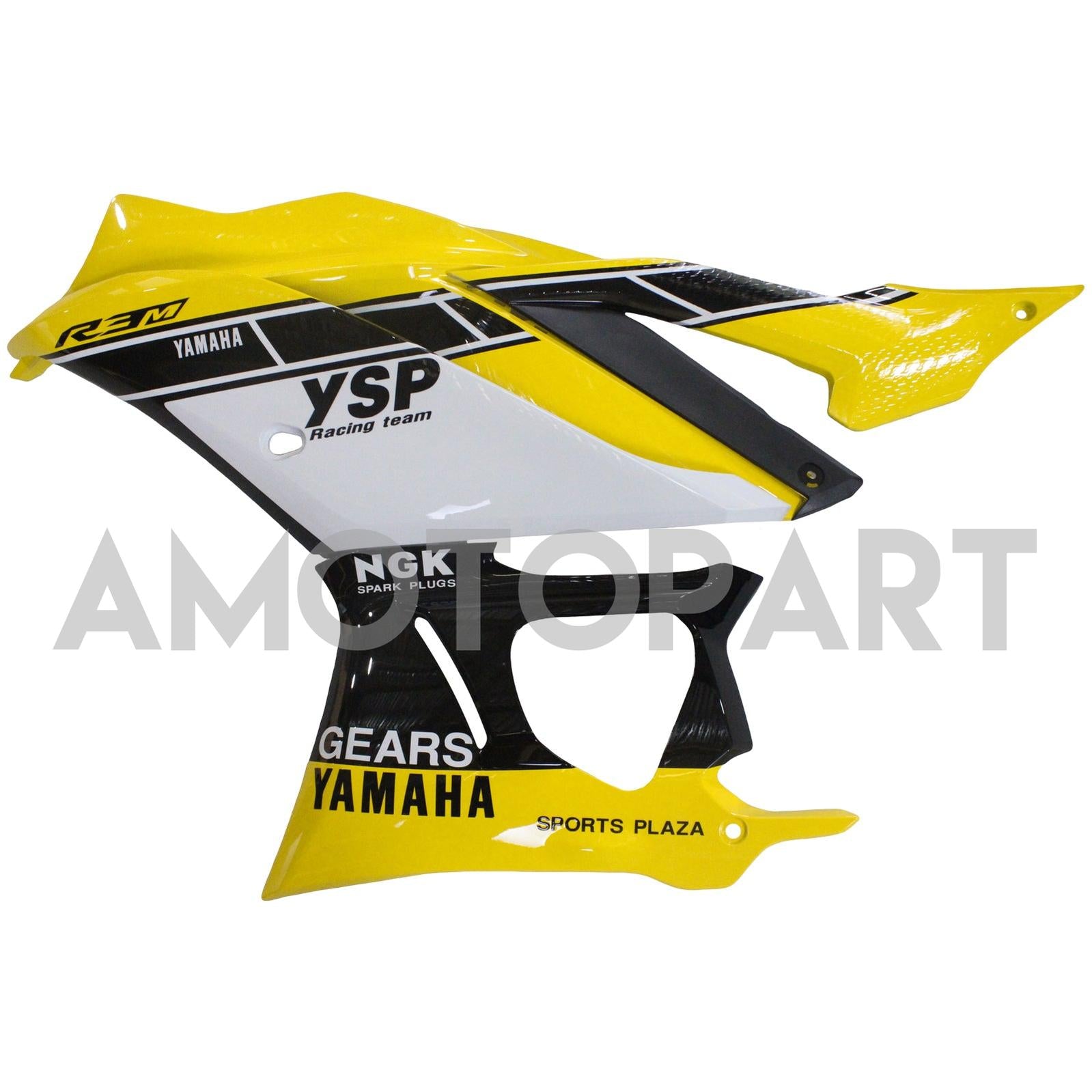 Amotopart 2022–2024 Yamaha YZF-R3 R25 Gelb&Weißes Verkleidungsset