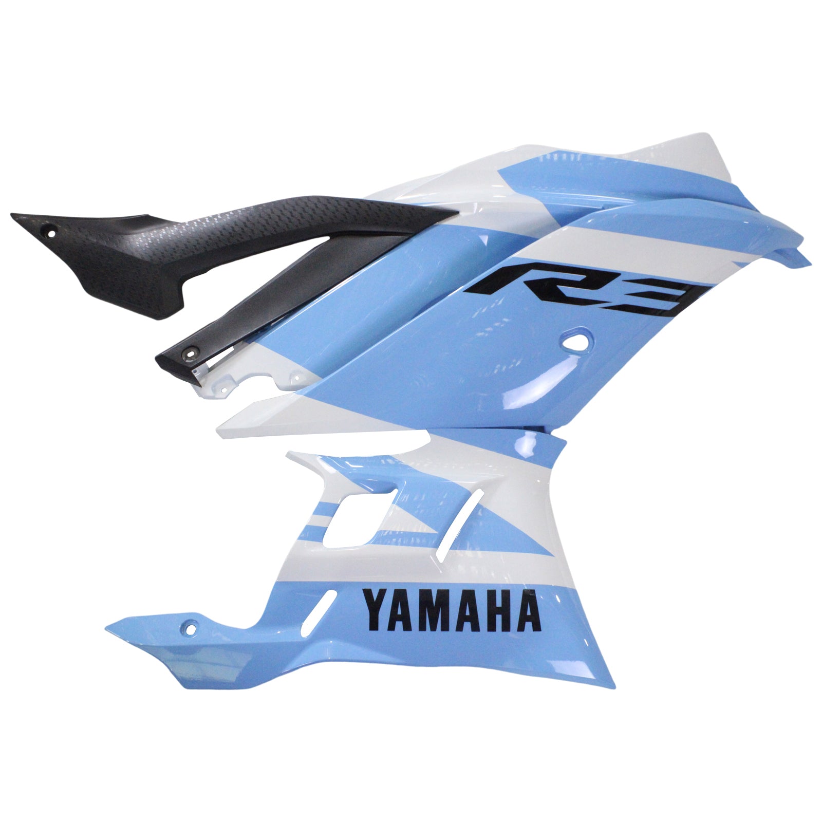 Amotopart 2022-2023 Kit carena Yamaha YZF-R3 R25 White&amp;Blue Style2