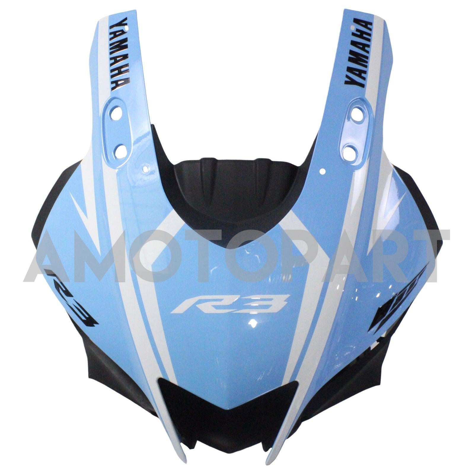 Amotopart 2022-2024 Yamaha YZF-R3 R25 White&Blue Style2 Fairing Kit