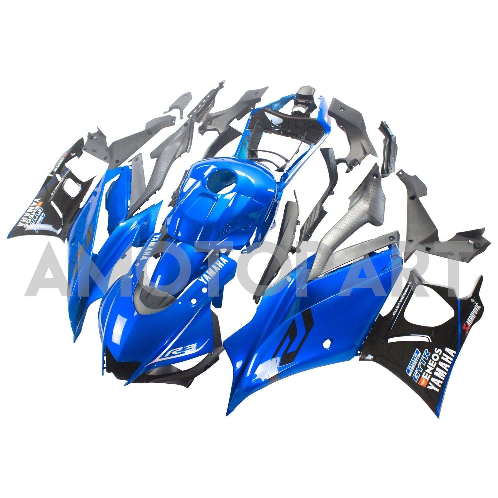 Amotopart 2022-2024 Yamaha YZF-R3 R25 Blue Style8 Fairing Kit
