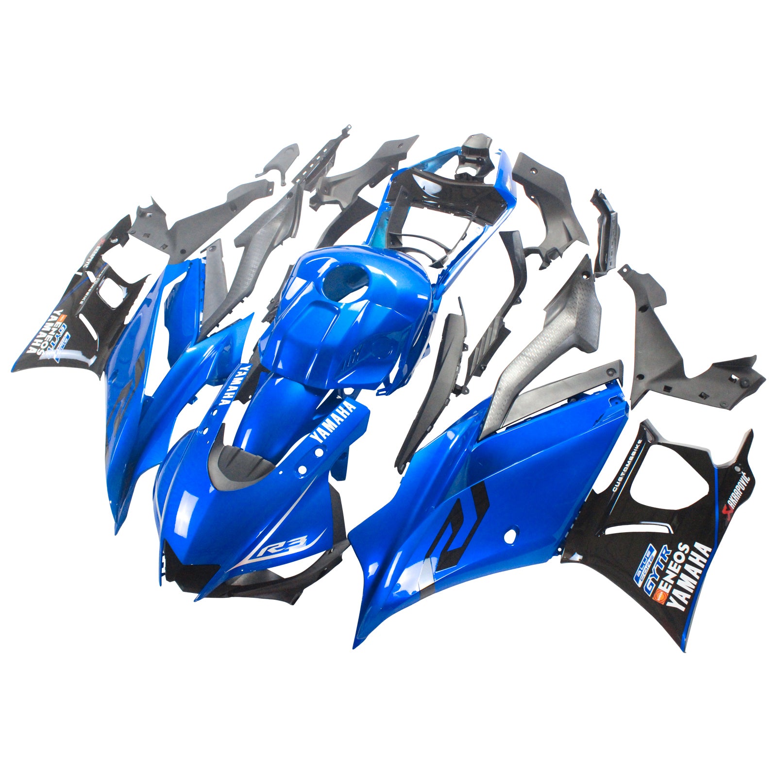 Amotopart 2022-2024 Yamaha YZF-R3 R25 Blue Style8 Fairing Kit