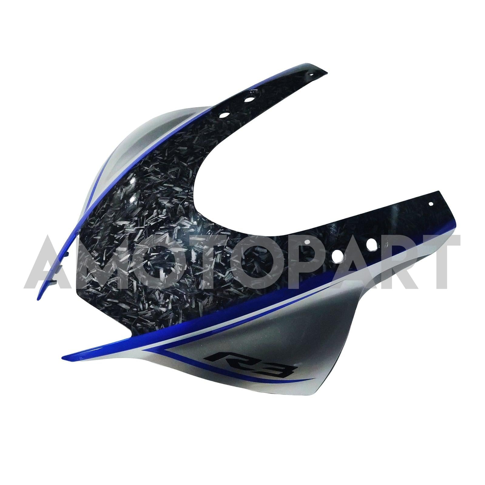 Amotopart 2022-2024 ヤマハ YZF-R3 R25 ブルー&マーブル カーボンファイバー フェアリングキット