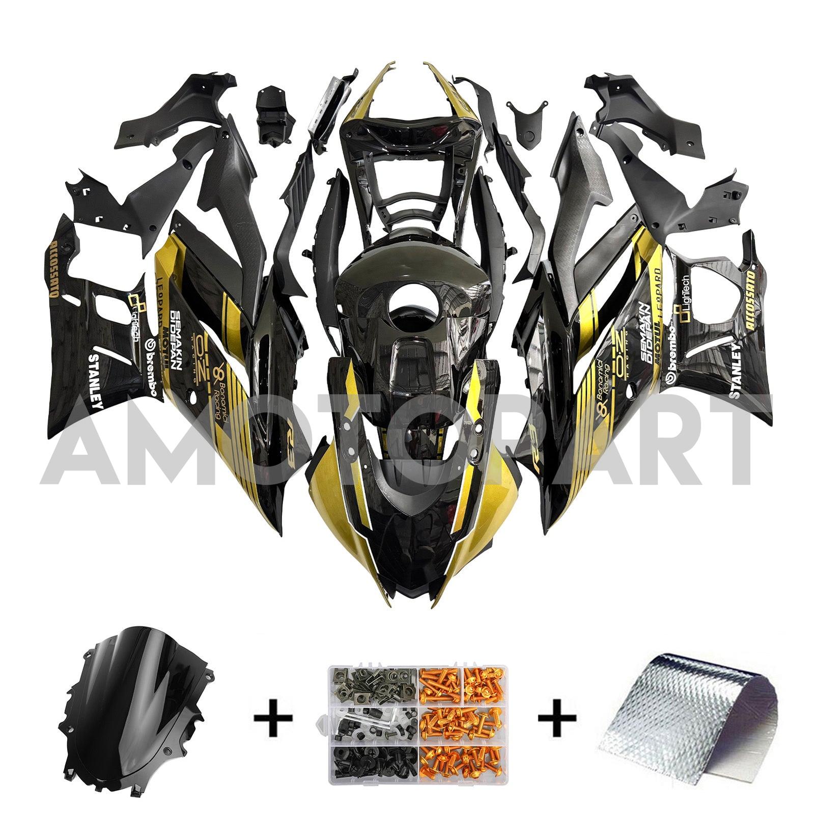 AMOTOPT 2022-2023 YAMAHA YZF-R3 R25 GOLD & BLACK Fairing Kit