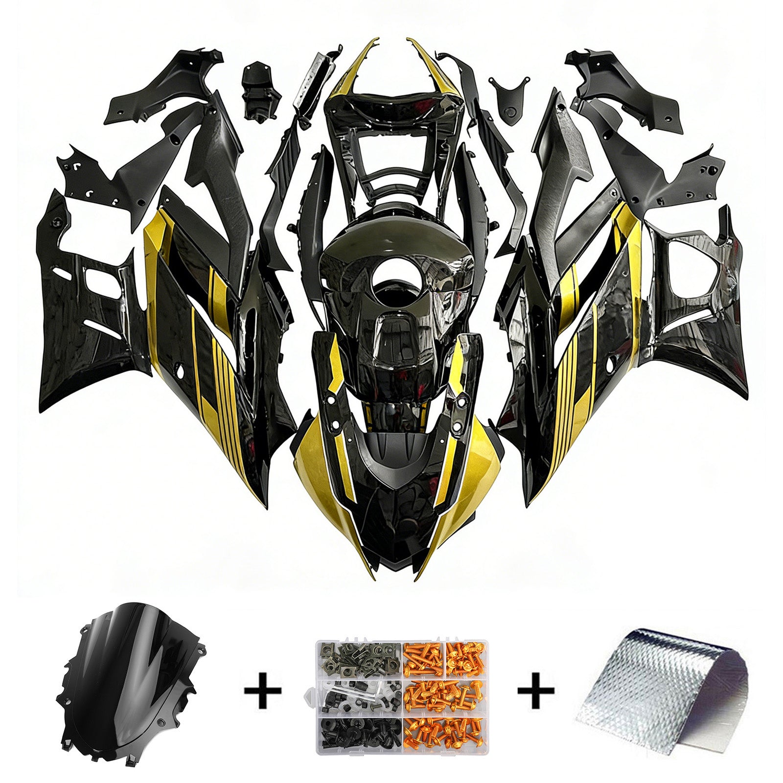 Amotopart 2022-2024 Yamaha YZF-R3 R25 Gold&Black Fairing Kit
