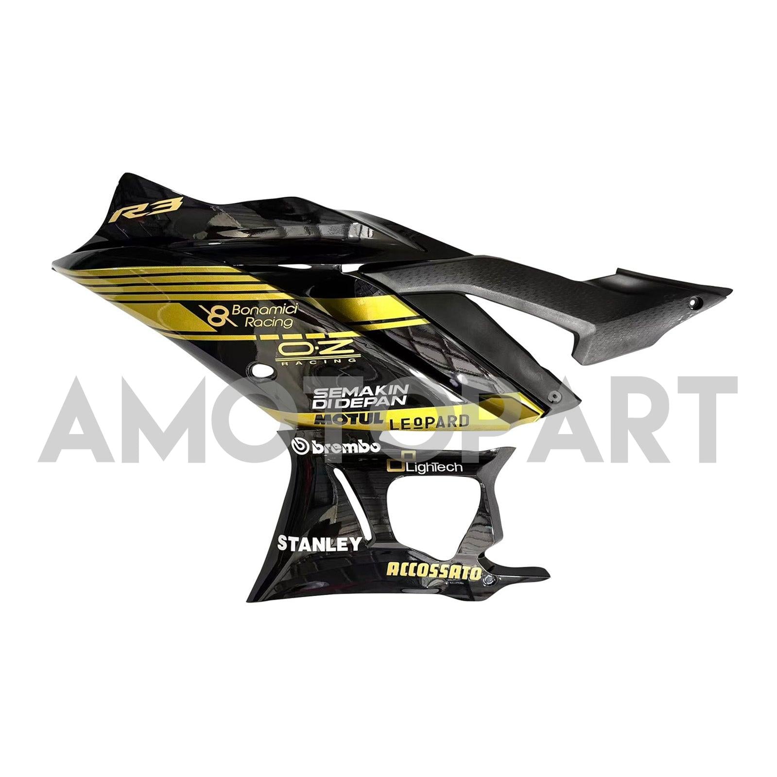Amotopart 2022-2024 Yamaha YZF-R3 R25 Gold&Black Fairing Kit
