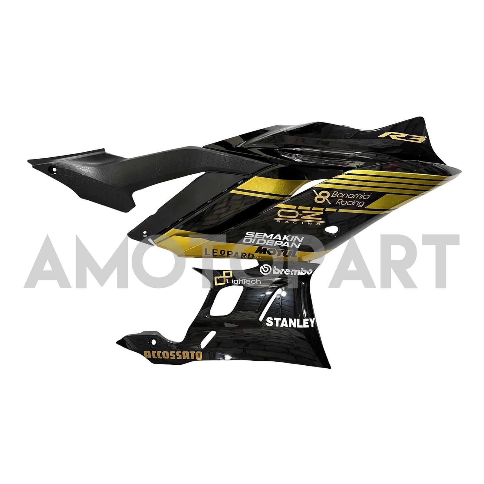 Amotopart 2022-2024 Yamaha YZF-R3 R25 Gold&Black Fairing Kit