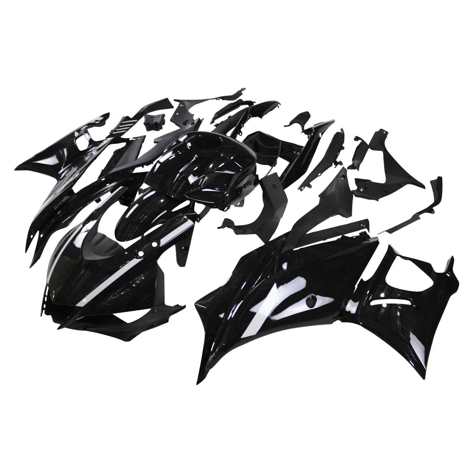 AMOTOPART 2022-2024 YAMAHA YZF-R3 R25 SVART MED VIT ACCENTS FAIRING KIT