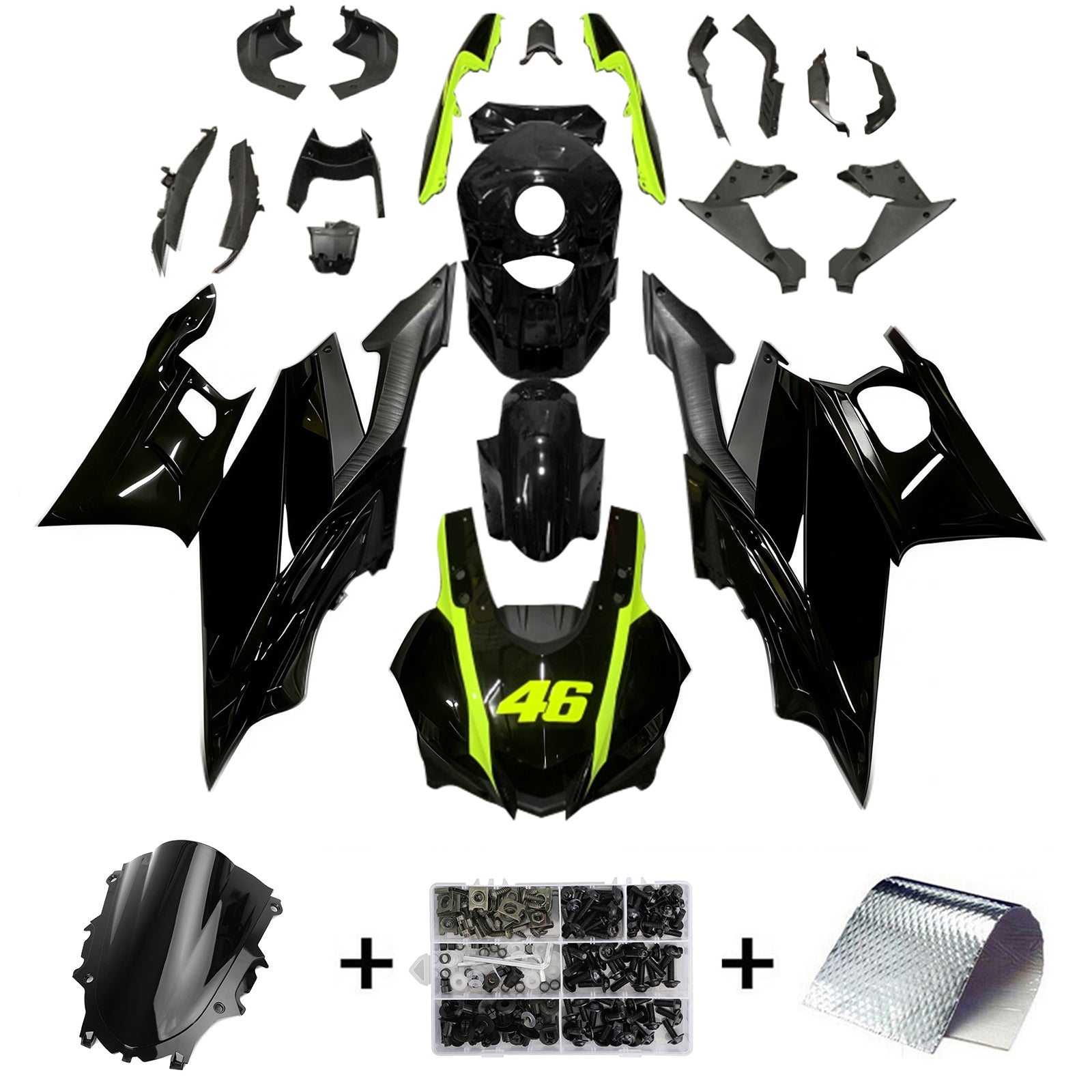 Amotopart 2022-2024 Yamaha YZF R3 YZF R25 Black Fairing Kit