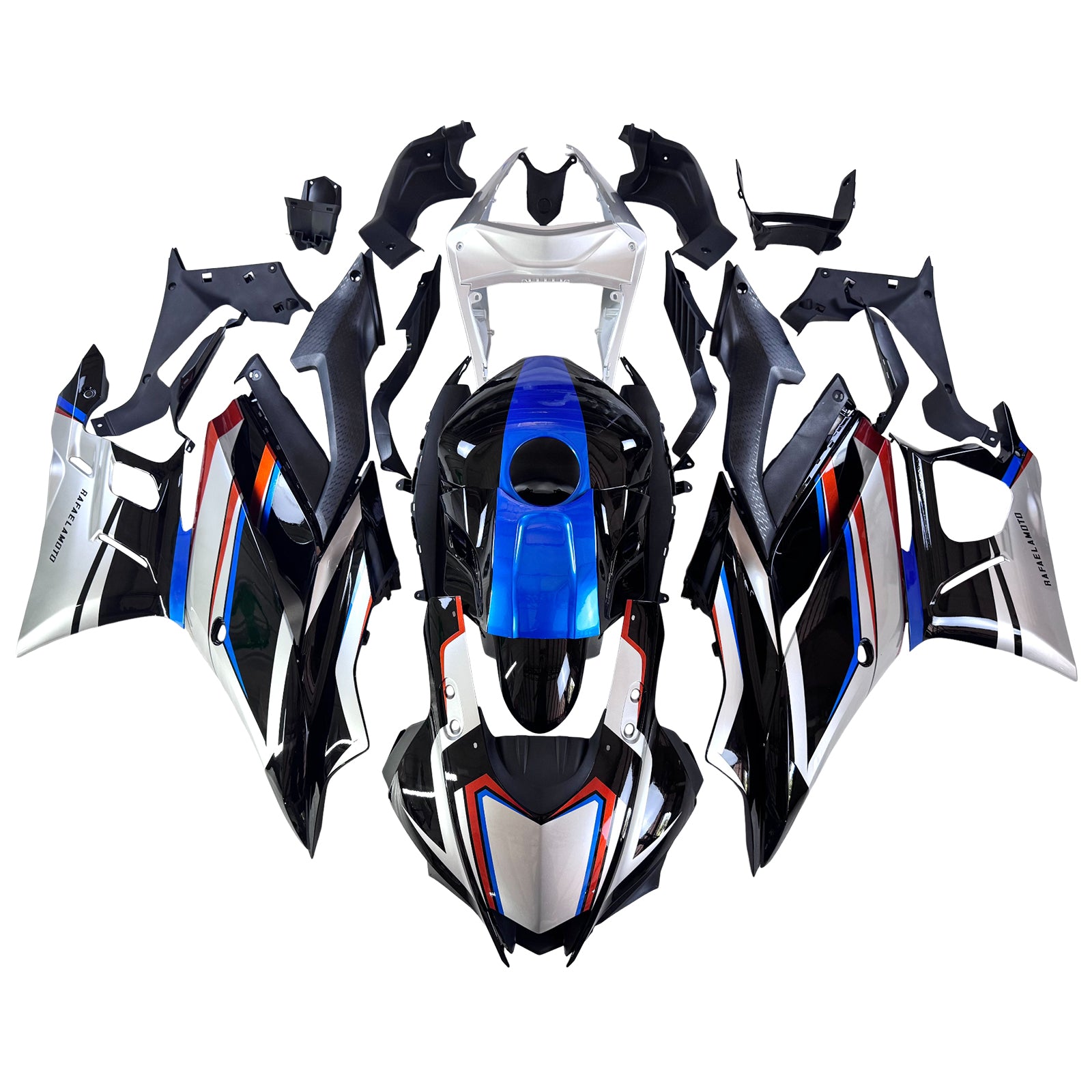 Amotopart 2022-2024 Kit carena Yamaha YZF-R3 R25 nero e grigio