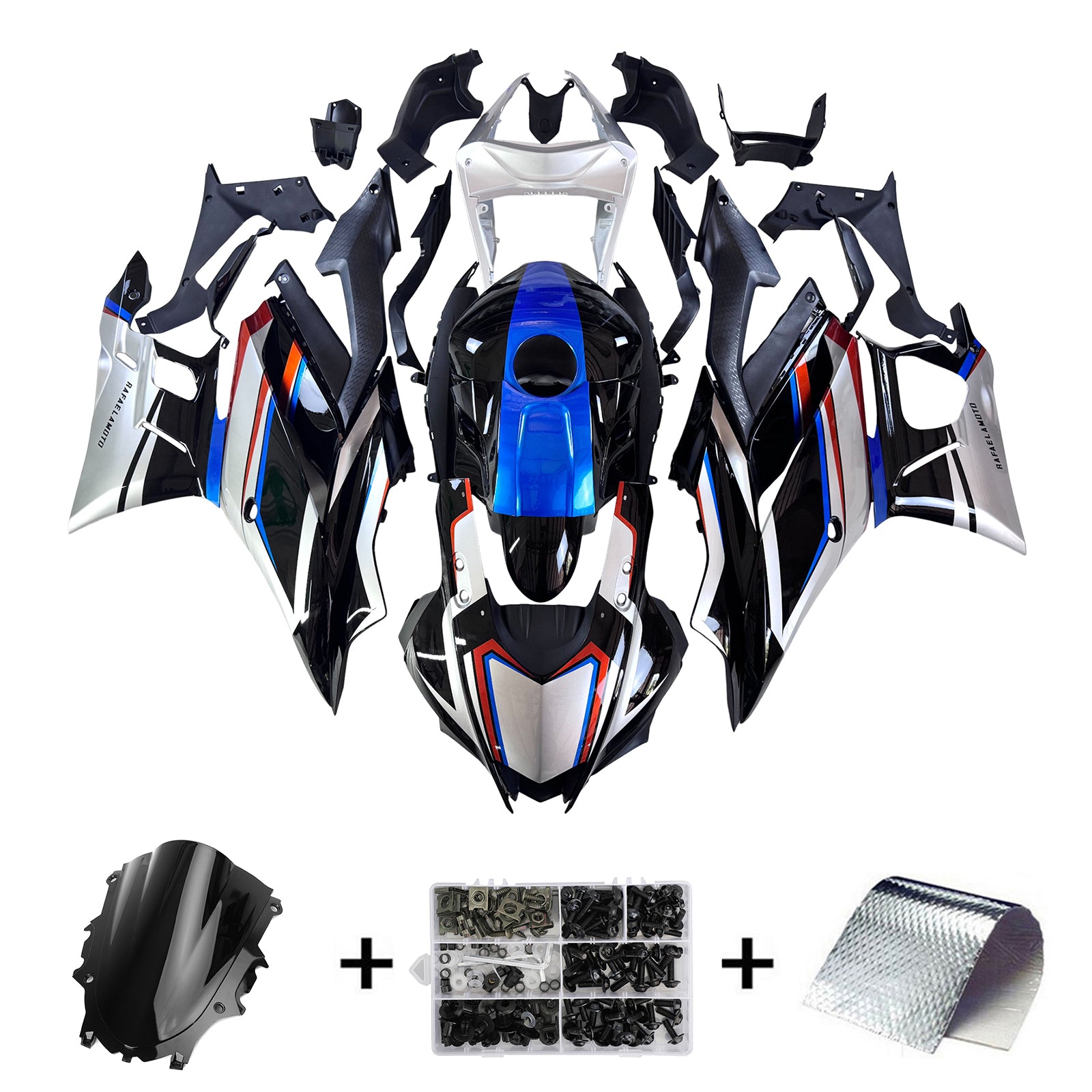Amotopart 2022-2024 Yamaha YZF-R3 R25 Black & Grey Fairing Kit