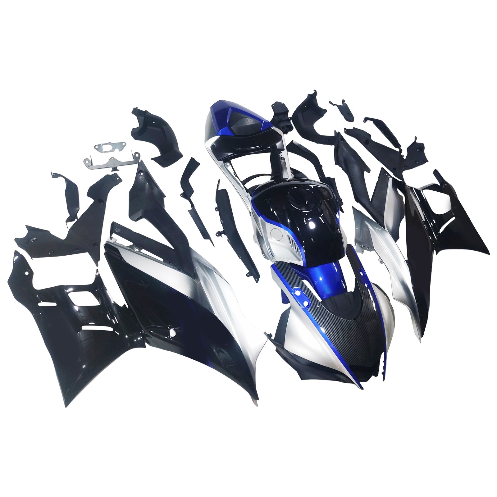 AMOTOPART 2022-2023 YAMAHA YZF-R3 R25 GRÅ MED BLÅ STYLE3 FAIRING KIT