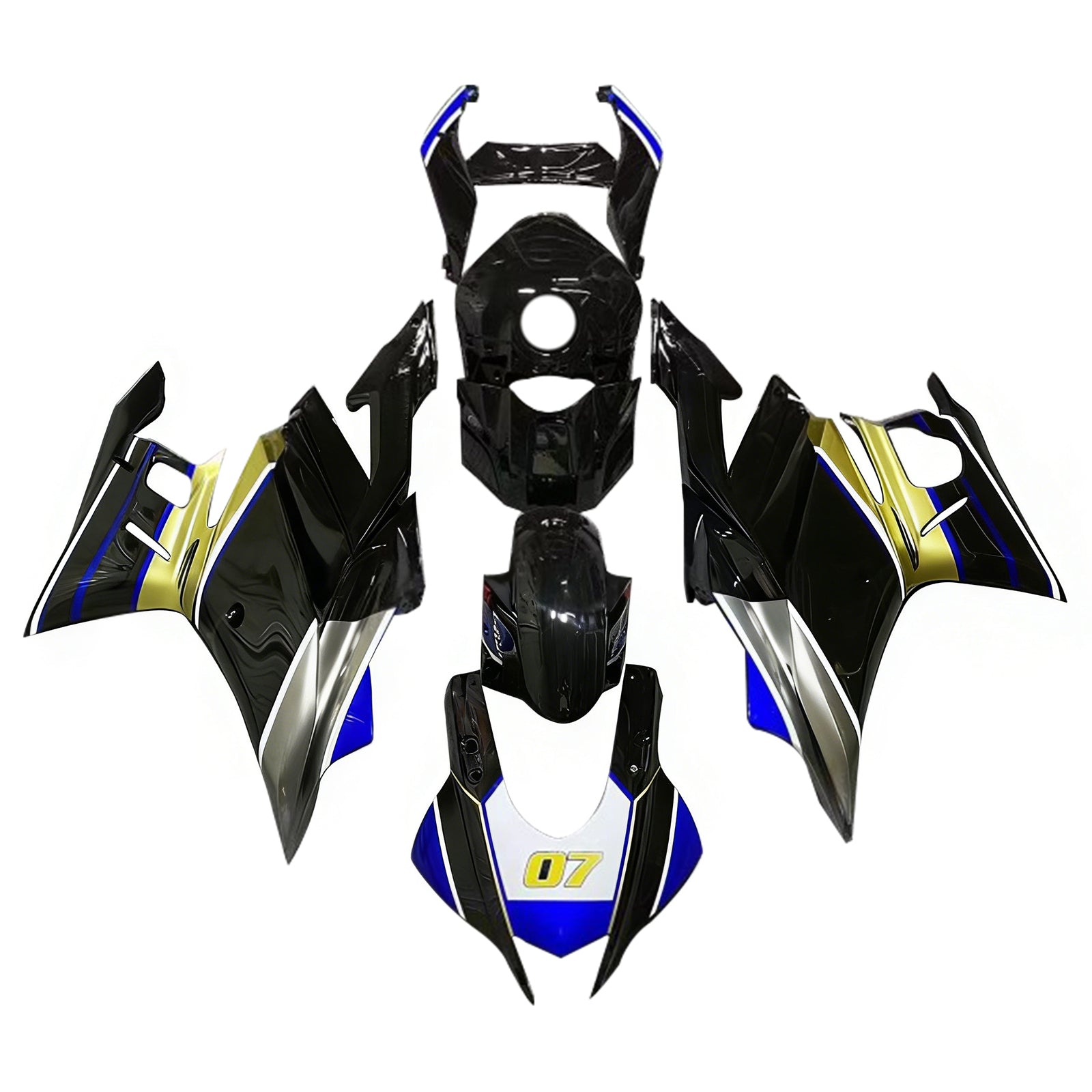Amotopart 2022-2024 Kit carena Yamaha YZF-R3 R25 blu e oro