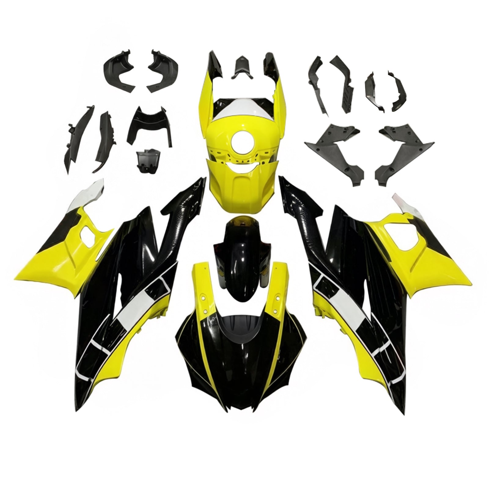 Amotopart 2022-2024 Kit carena Yamaha YZF-R3 R25 nero e giallo