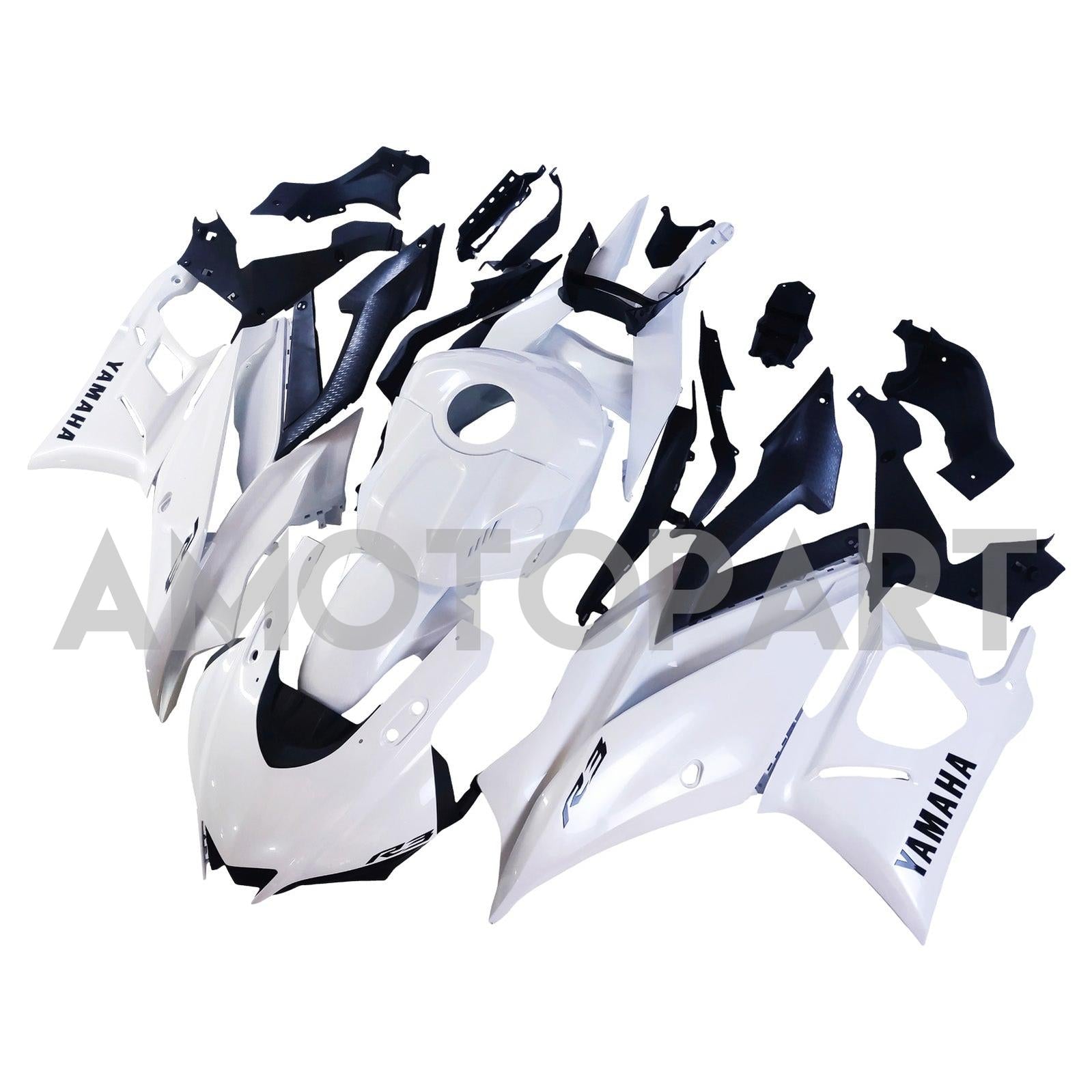 AMOTOPT 2022-2023 YAMAHA YZF-R3 R25 KIT de carenagem branca de pérola