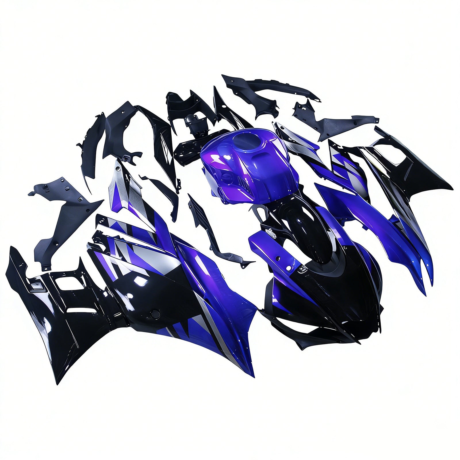 Amotopart 2022-2024 Yamaha YZF-R3 & R25 Black Blue Fairing Kit