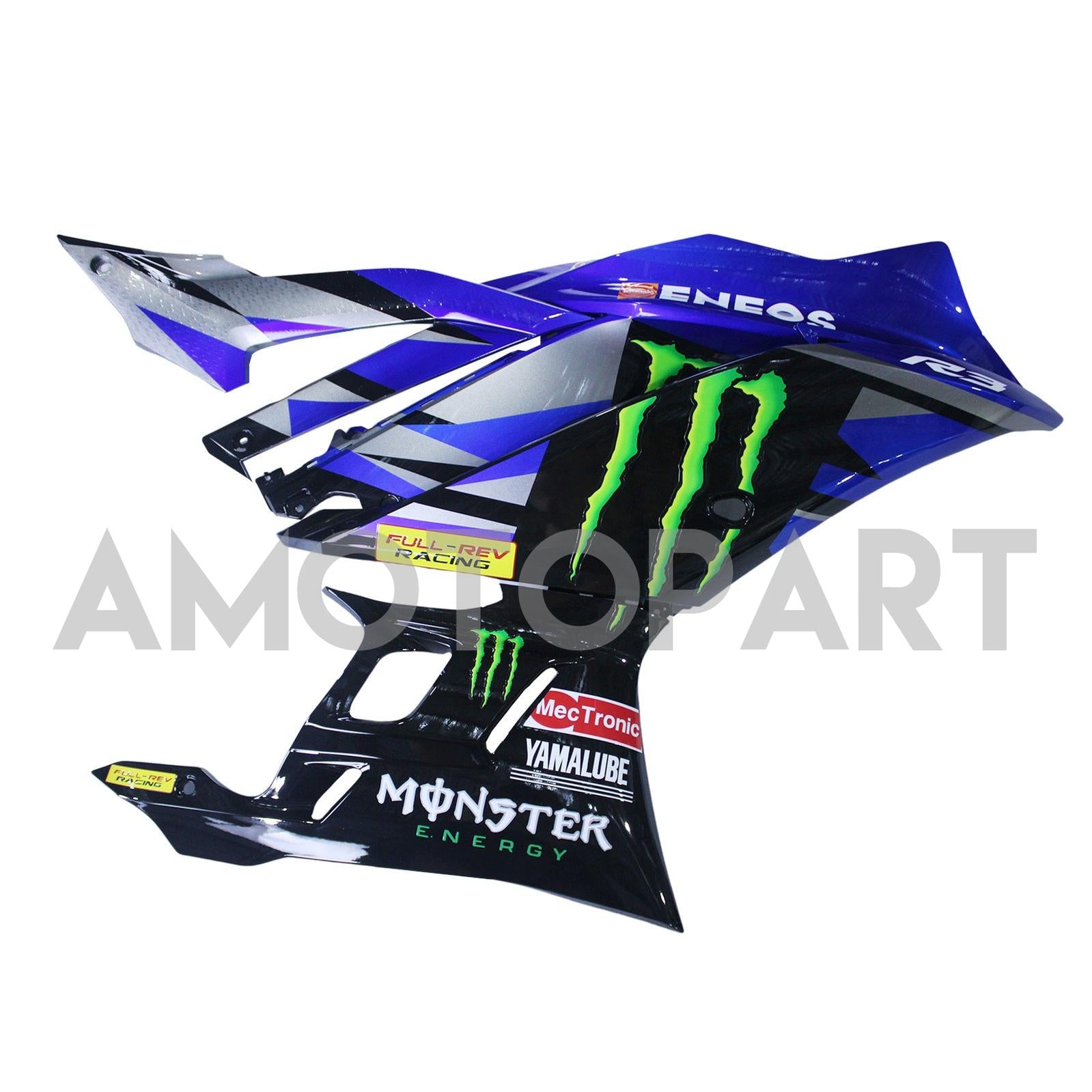 Amotopart 2022-2024 Yamaha YZF-R3 & R25 Black Blue Fairing Kit