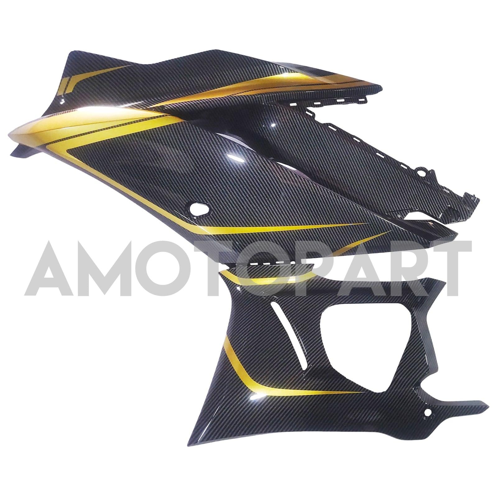 Amotopart 2022-2024 Yamaha YZF-R3 & R25 Karbonfiber Svart gullgult fairing Kit