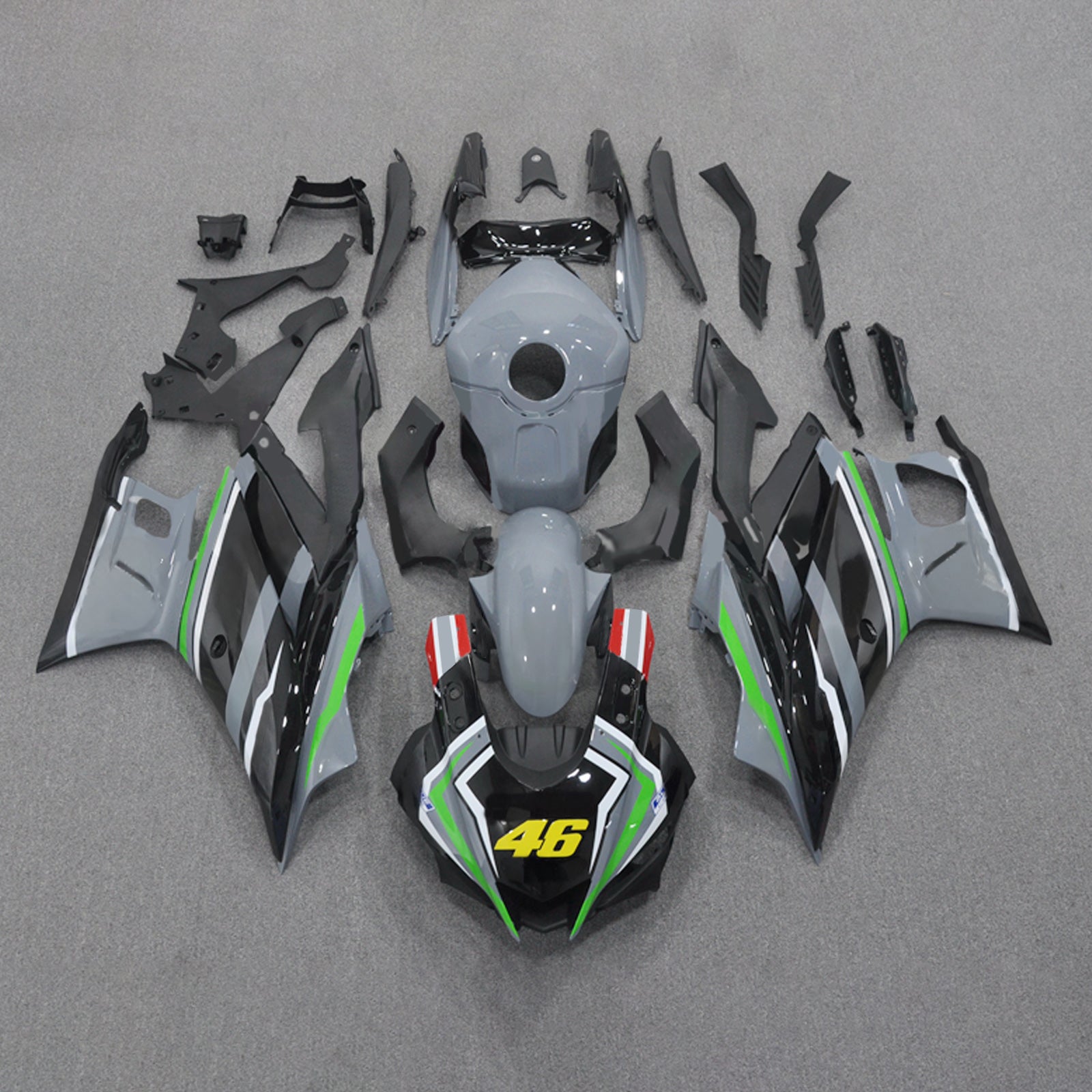 Amotopart 2022-2024 Kit carena Yamaha YZF-R3 e R25 nero grigio