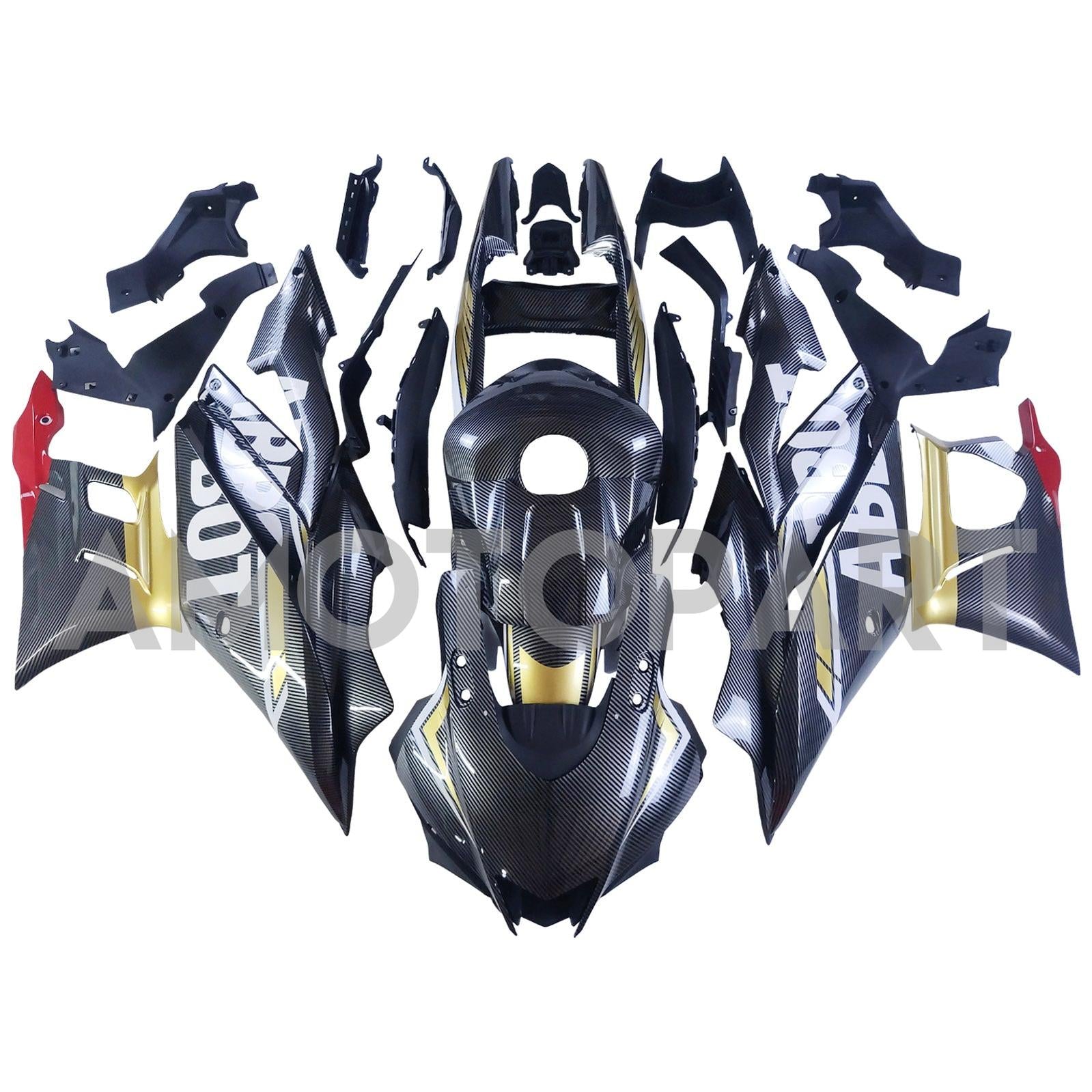 AMOTOPT 2022-2024 YAMAHA YZF-R3 & R25 FIBRA DE CARBONA BLACE BLANCO BRANCO REDING KIT
