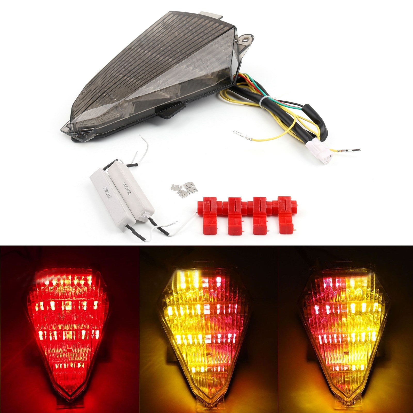 Luz trasera LED intermitentes integrados para Yamaha YZF R6 2008-2014 humo