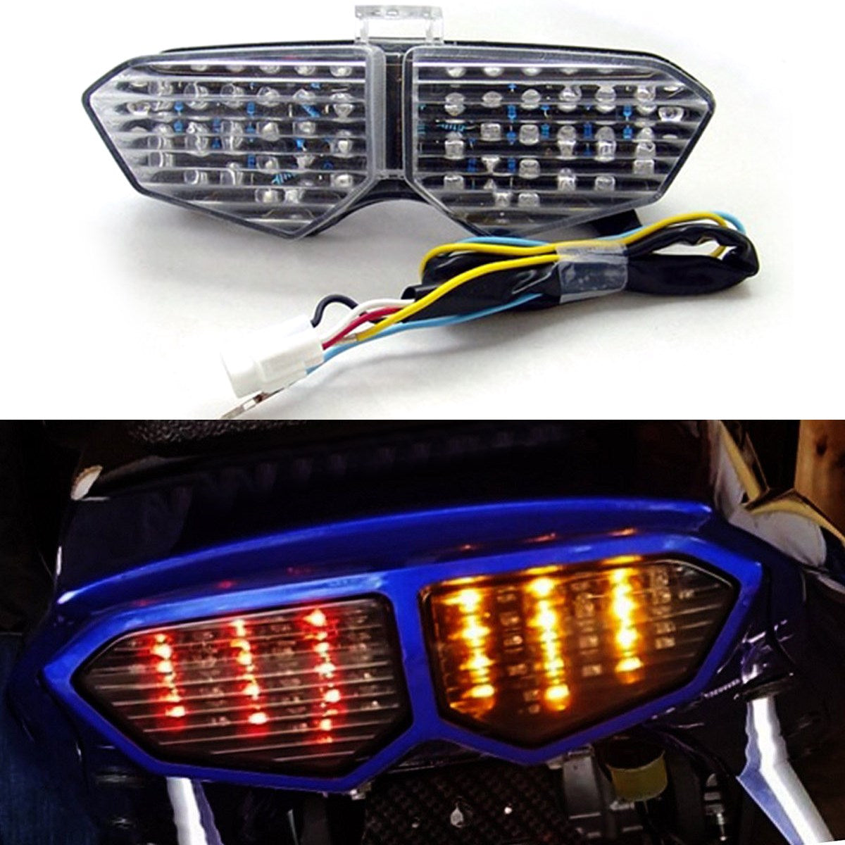 Clignotants de feu arrière LED intégrés pour Yamaha YZF R6 03-05 YZF R6S clair