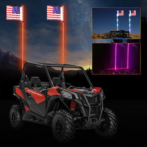 Polaris UTV ATV 3 piedi RGB LED APP Antenna con luci a frusta con telecomando a bandiera