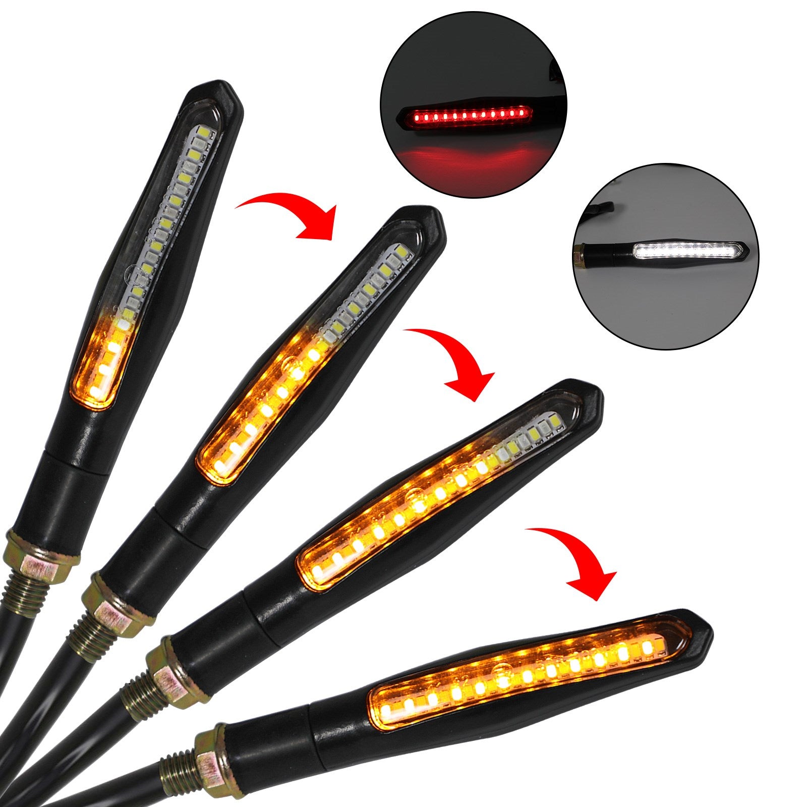 Clignotants LED pour motos, 4 feux séquentiels, feux de freinage DRL