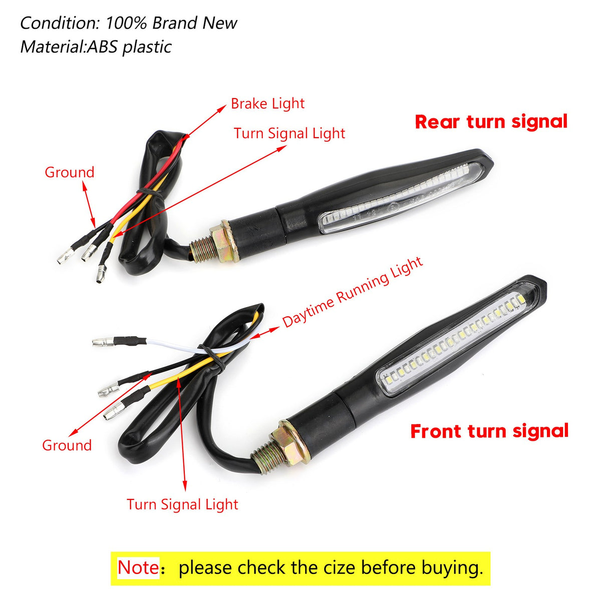 4x indicatori di direzione per motociclette a LED sequenziali che scorrono lampada freno DRL