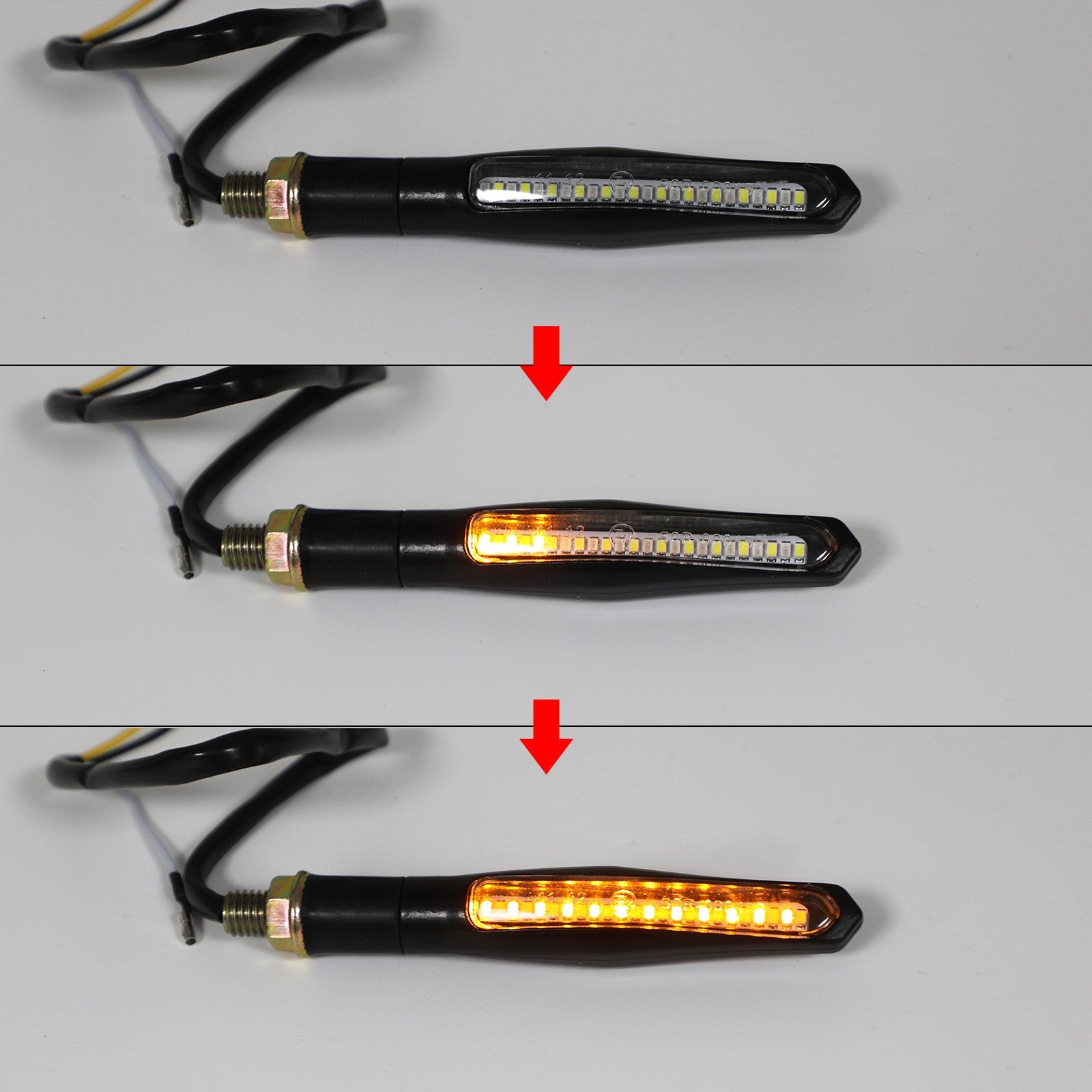 4x sequentielle fließende LED-Motorrad-Blinker-Anzeigeleuchten DRL-Bremsleuchte