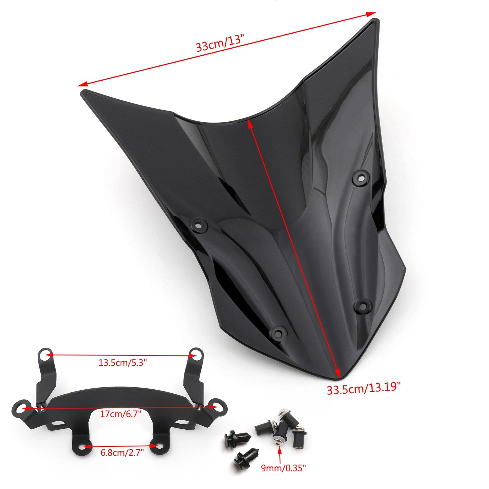 2017-2018  Kawasaki Z900 Z 900 ABS Motorcycle Windshield Windscreen Black