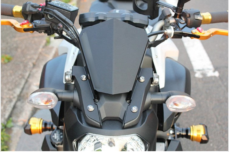 14-16 Yamaha MT07 FZ07 Aluminum Windshield WindScreen Upper Mount Black