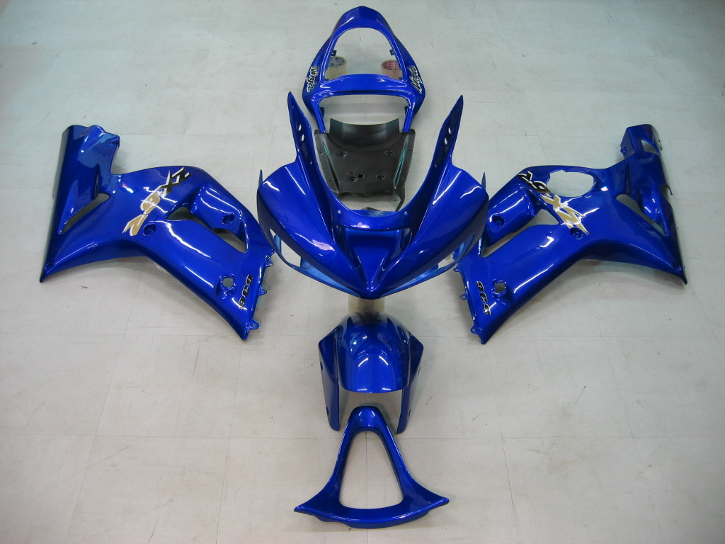 Amotopart 2003-2004 Kawasaki ZX6R Kit de carénage G-Bleu